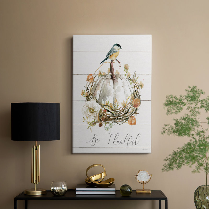 «Be Thankful Bird» - Cavas enveloppés de galerie, H 27 po x l 18 po