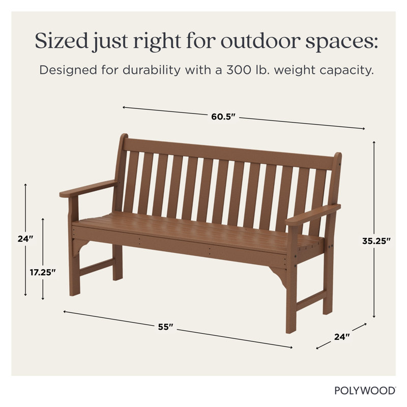 Banc de patio POLYWOOD Vineyard, H 35,25 po x l 60 po x P 24 po, Teck