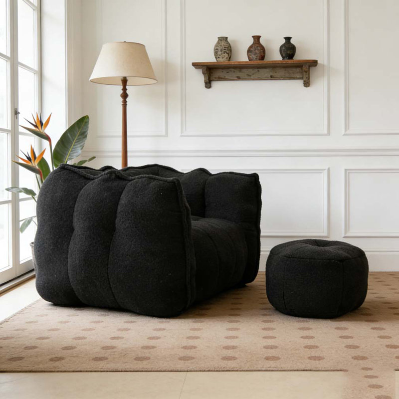 Fauteuil à billes souple avec mousse haute résilience, Noir