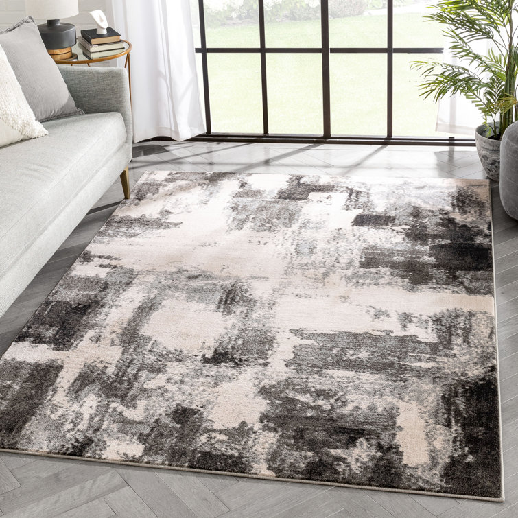 Chimeng Kalia Modern Abstract Gray Black Area Rug