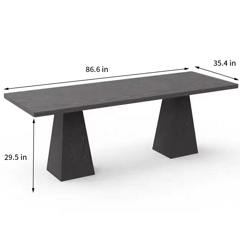 Solid Wood Dining Table Ash Solid Wood Top Dining Table, 29.5"H x 86.6"L x 35.4"W