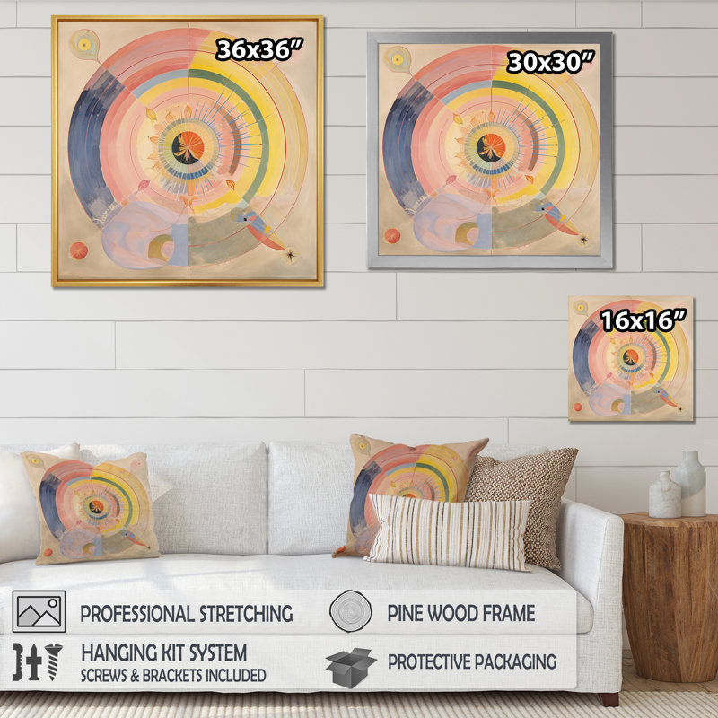 Serendipity in Retro Pink Pastel I - reproduction sur toile, H 36 po x l 36 po x P 1,5 po, Cadre simple argenté