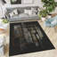 Tapis intérieur / extérieur rectangulaire en polyester tissé à la machine à motif abstrait gris / or / noir-643582473
