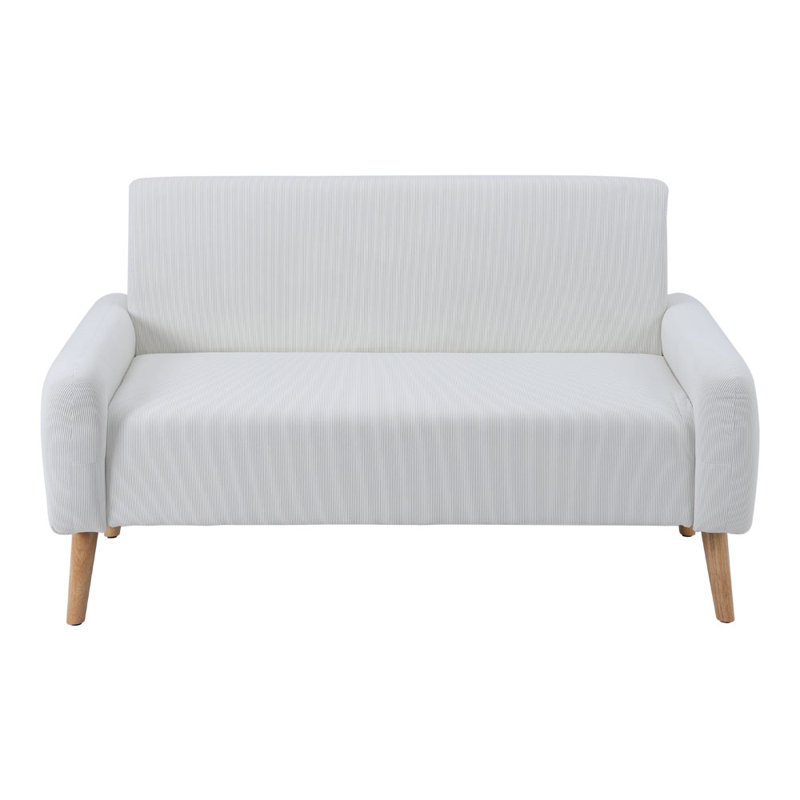 2 Seater Upholstered Sofa Corduroy Loveseat Sofa, White