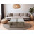 Karlotte Coffee Table, 40 Inch Square White Genuine Marble Top, Sandblasted Washed Ash Gray Mango Wood Geometric Frame