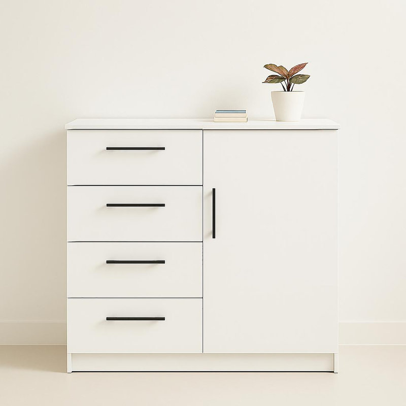 Commode verticale, commode en bois avec tiroir et porte pour chambre à coucher, commode de rangement pour espace de vie