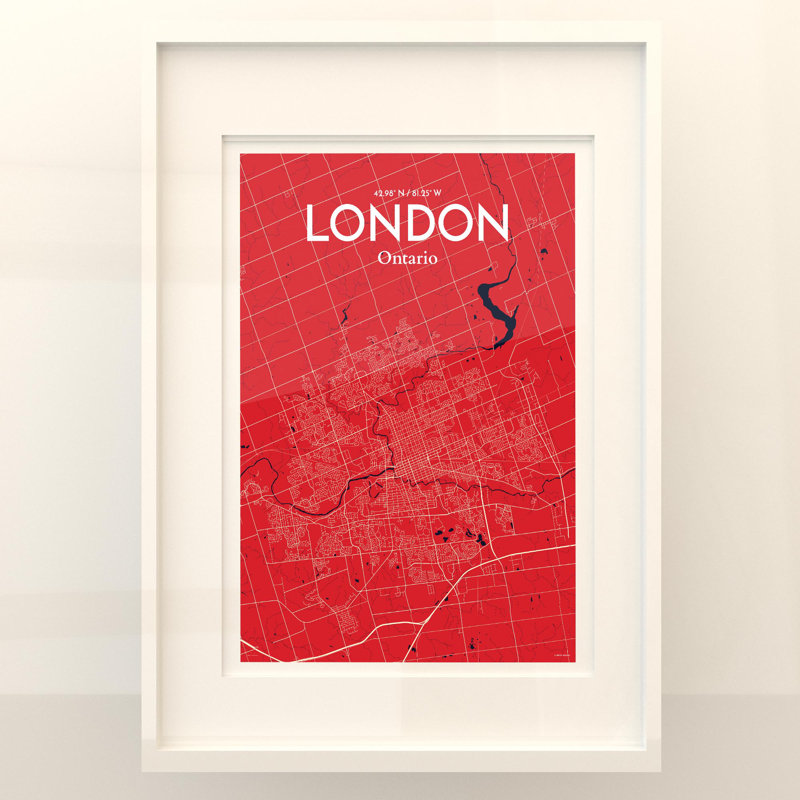 London Ontario City Map in Nautical 1 Piece Wall Art, 27.6cm H x 19.7cm W x 0.05cm D