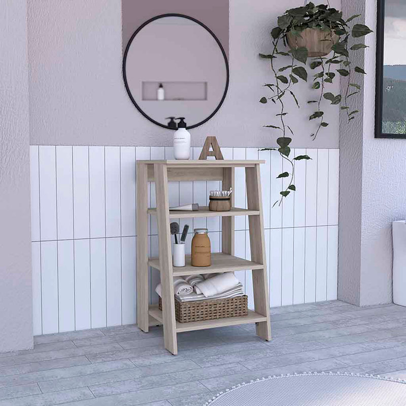 Linen Cabinet Jenne, Four Open Shelves, Gray