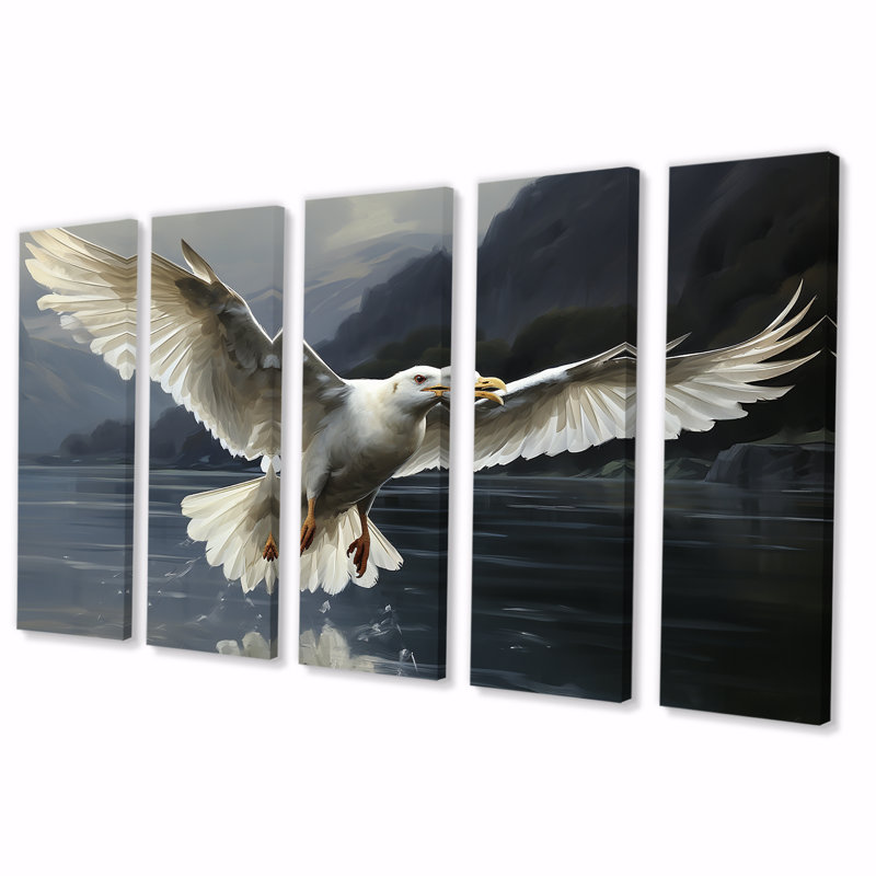 "Vol de mouettes 5 pièces", 5 pièces, H 28 po x l 60 po