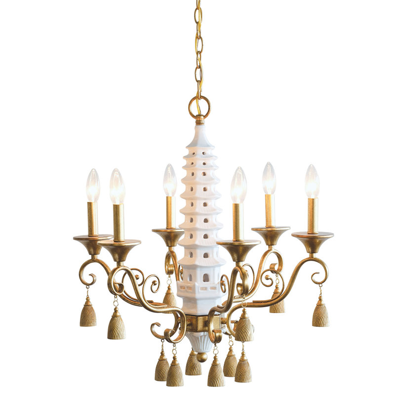 Lustre traditionnel style bougie à 6 lumières Madcap Cottage