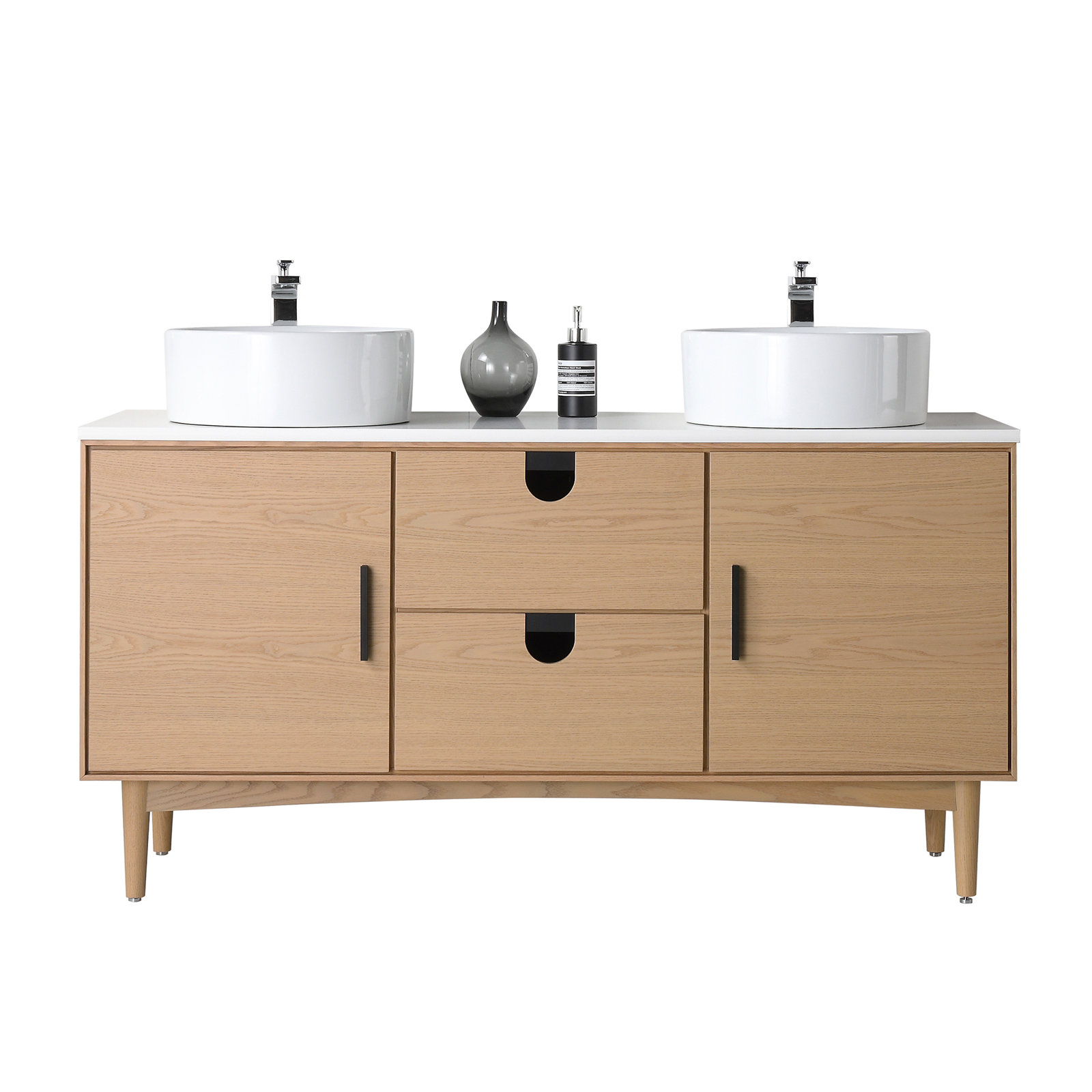Antonina 60" Double Bathroom Vanity, Whitewash Oak
