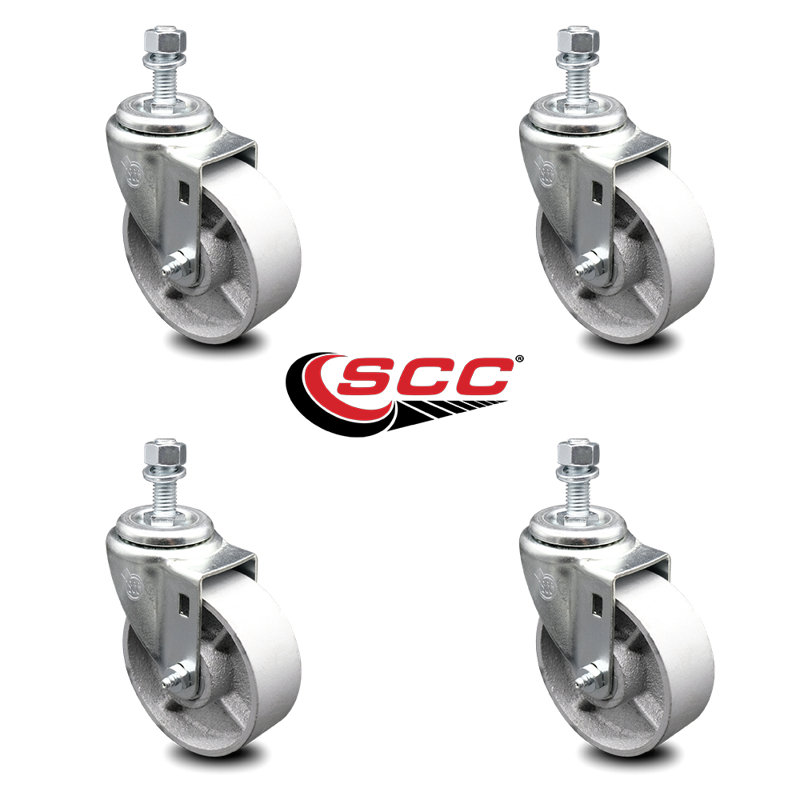 Steel ½ Inch Threaded Stem Caster Set 2 Brakes SCC
