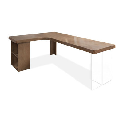 Nut-brown L-Shaped Solid Wood Executive Desk