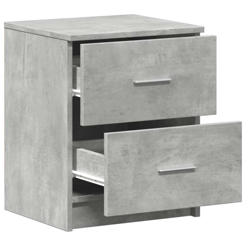 Bedside Cabinet With 2 Drawers, Concrete Grey, 2