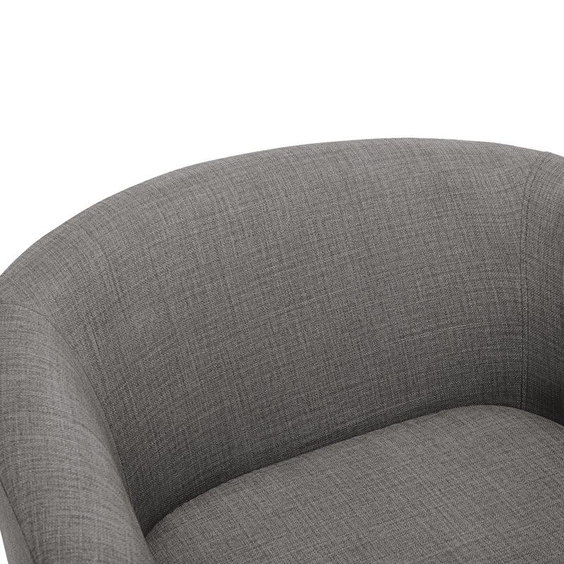 Fauteuil demi-tonneau pivotant avec cadre en bois massif Frankie, Tissu gris
