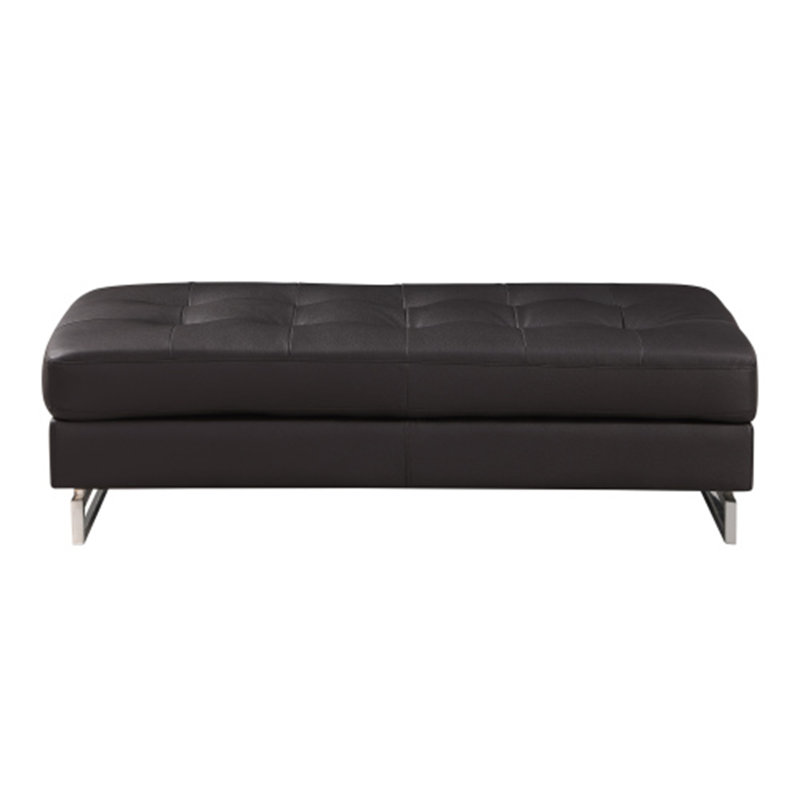 Repose-pieds en cuir véritable Global United, Brun