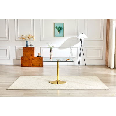 Table de salle à manger 38,5 pouces moderne minimaliste carrée en verre avec base en métal à une colonne. Disponible en ou. Table de salle à manger à domicile. Convient pour 2 à 4 personnes.