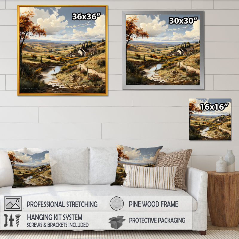 Vineyard Charm Landscape III, H 36 po x l 36 po x P 1,5 po, Cadre simple noir