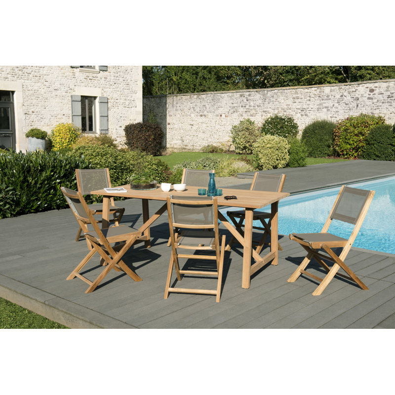 Woehler 6 - Person Teak Wood Patio Dining Set with Rectangular Table
