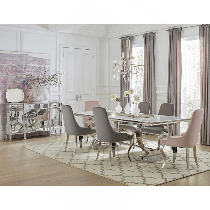 Ensemble de 2 chaises d'appoint rembourrées en velours, chrome, Gris