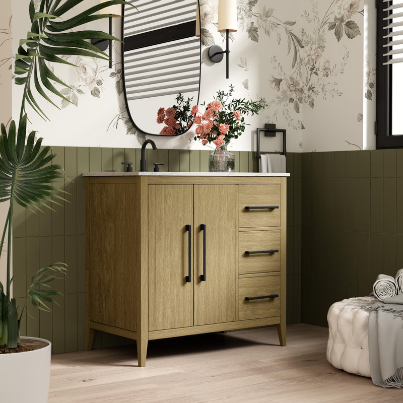 Meuble-lavabo simple 36 po, Brun miel
