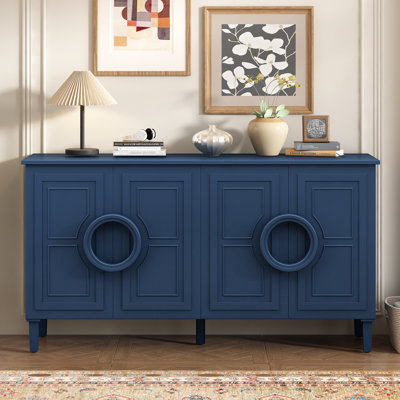 Four-door Sideboard With Chic French Handles - Spacious For Entrance And Living Room Navy Support French Design Study