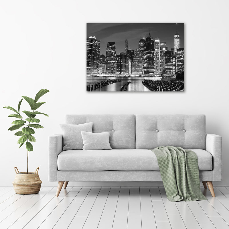 Manhattan By Night - Wrapped Canvas Print