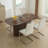 63" Modern Large Dining Table With Vertical Striped Base, Rectangle Kitchen Dinner Table For Dining Room-730186703
