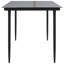 Table de salle à manger d'extérieur Lizza, verre trempé de 63 pouces, acier noir