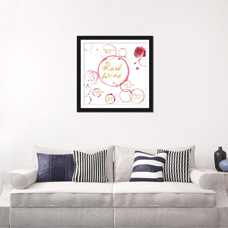 «Rose Wine», impression sur toile, H 24 po x l 24 po x P 1 po, Papier d'art encadré noir, Blanc