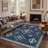 Abrahamson Zephyr Geometric Machine Washable Blue / White Indoor Area Rug with Non-Slip Backing-128992719-128992720