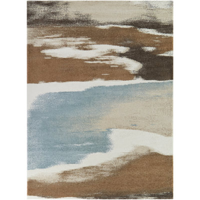 Barrows Brown Abstract Modern Area Rug