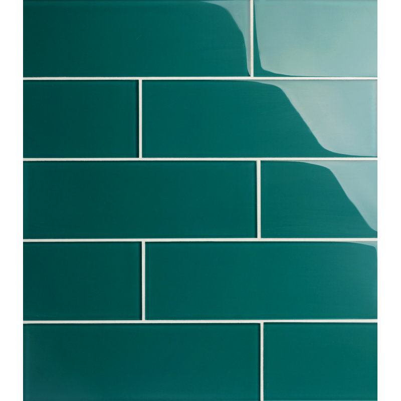 Premium 4" x 12" Glass Subway Tile, Teal