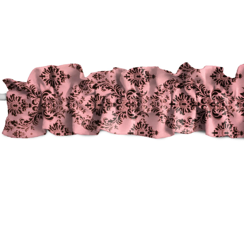 Cantonnière à damas, L 120 po x L 9 po, Noir / rose