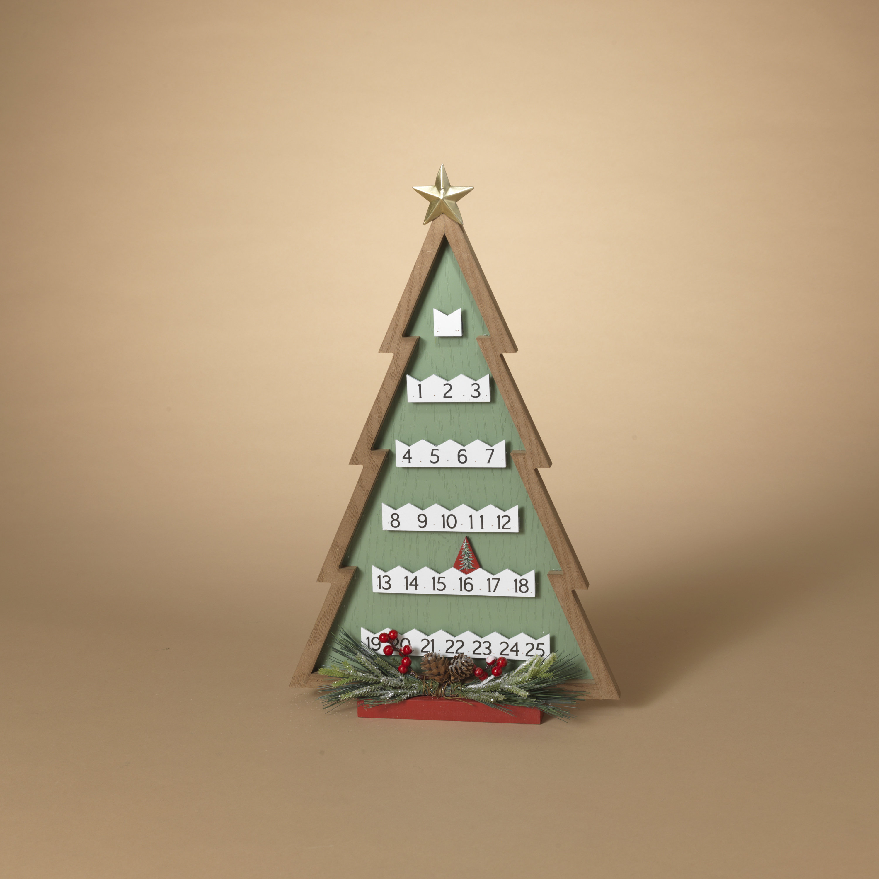 The Holiday Aisle® Artisanal 19.6 in H Wood Christmas Tree Countdown ...