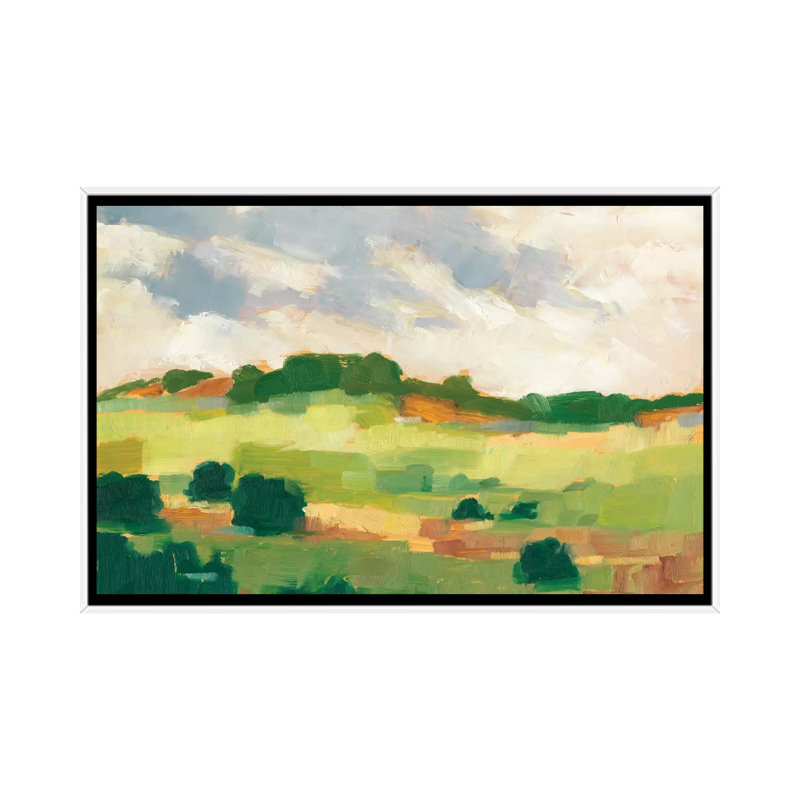 «Scattered Trees II» par Ethan Harper - reproduction d'art, Pas de tapis, H 26 po x l 40 po x 1,5 po, Toile blanche encadrée