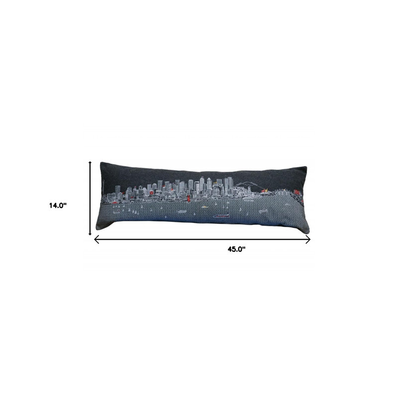 Coussin lombaire 14 "x 35" Seattle, Gris, 14 po x 45 po