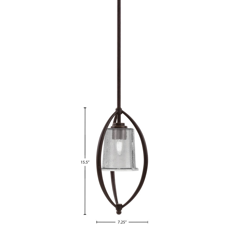 Suspension Albreda Stem Hung Mini présentée en fini granit foncé avec verre fumé bullé de 13,3 cm (5,25 po).