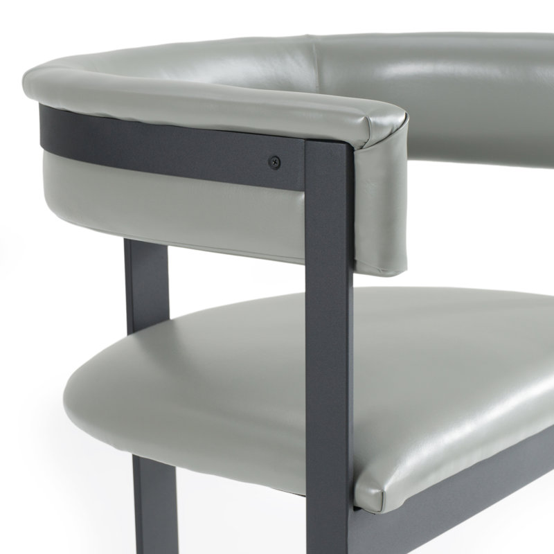 Ferol - Chaise moderne en similicuir, Gris / Noir