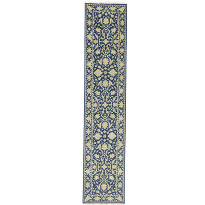Muted Blue Floral Transitional 3x12 Oriental Runner Rug | Exact Size: 2'6 X 11'10