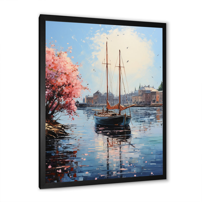 Port Docked Memories Pointillism II - Nautical & Beach Canvas Prints, Cadre photo noir, H 40 po x l 30 po x P 1,5 po