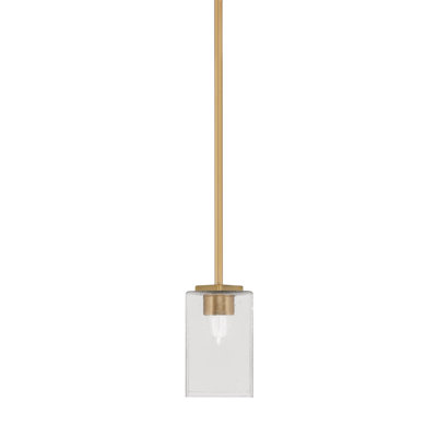 Fausley Stem Hung Mini Pendant Shown In  With 4" Square  Muslin Glass