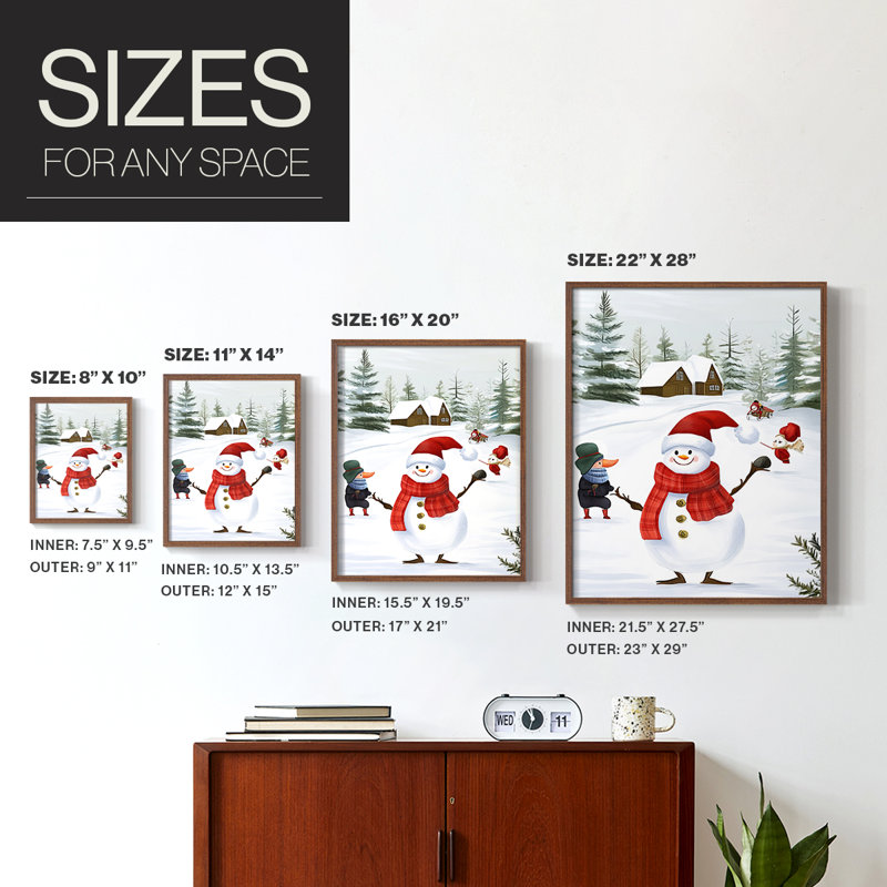 «Christmas Holiday Art CCXLV III», reproduction d'art encadrée - bois massif, H 30 po x l 24 po, Noyer