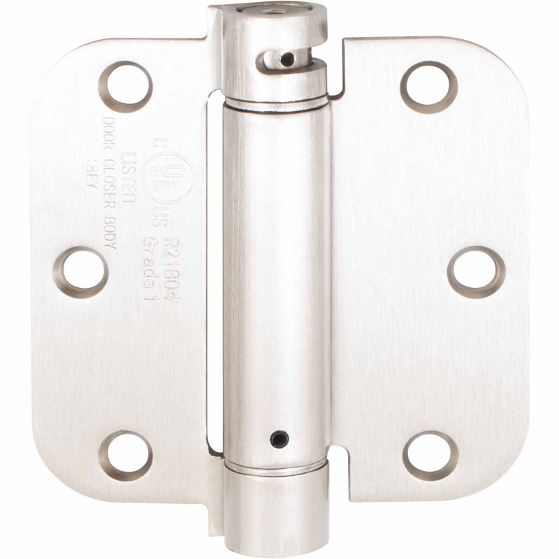 Charnière de porte simple à ressort H 5 po x l 2,6 po, Nickel satiné