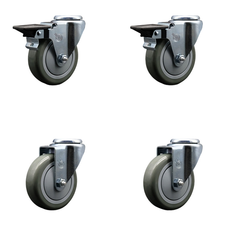 4-Piece Polyurethane Caster Set, Gray