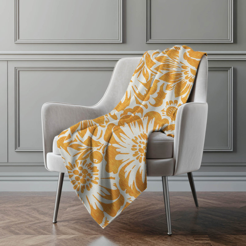 Jeté en sherpa floral Addison, Orange