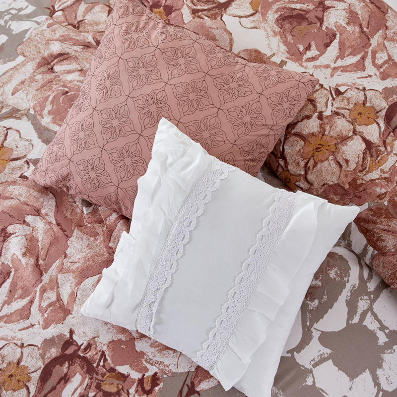 King White Microfiber Reversible Comforter Set with Decorative Pillows