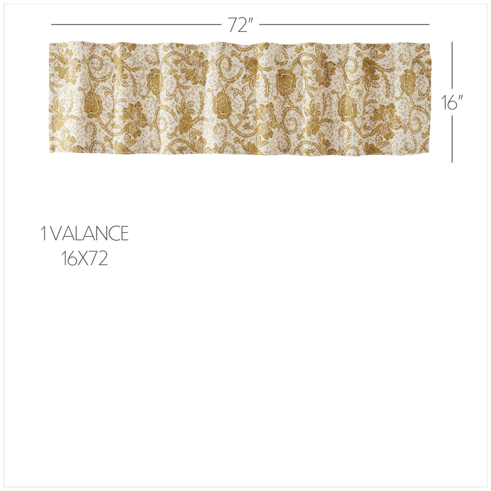 Ayda Gold Floral Valance, 16" H x 72" W