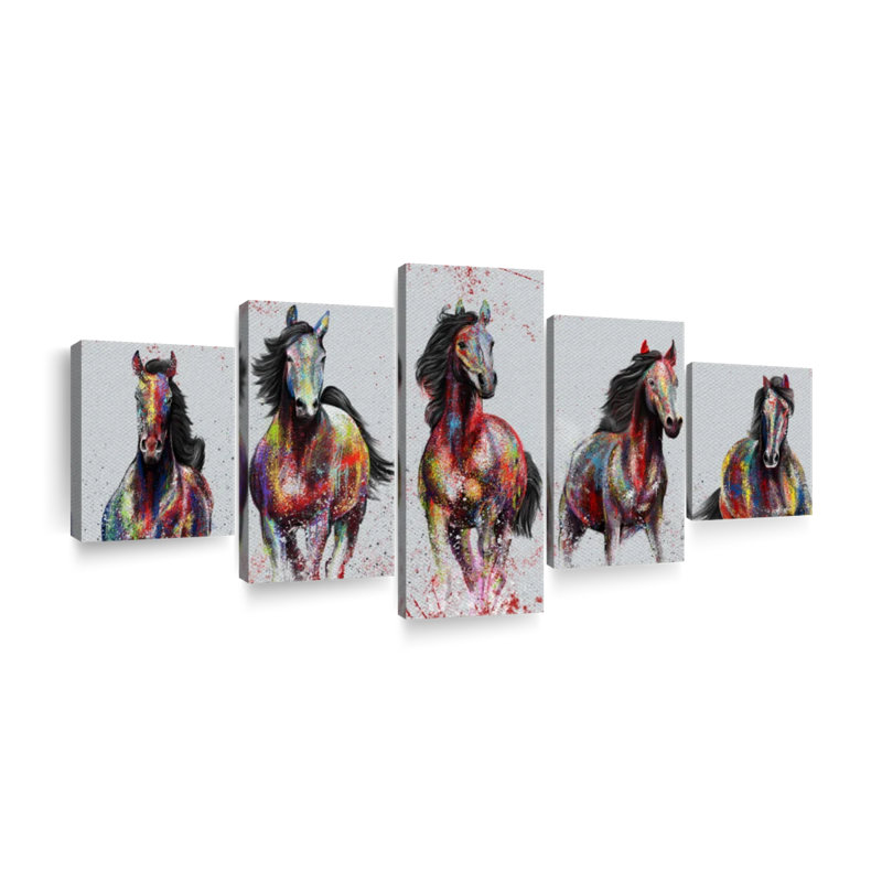 «Herd Of Horses In the Desert», reproduction sur toile, H 30 po x l 68 po x P 1,25 po