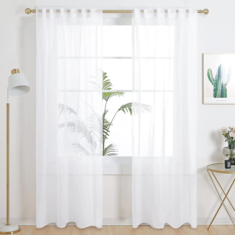 Sheer Curtain Panel Pair, White, 52" W x 63" L